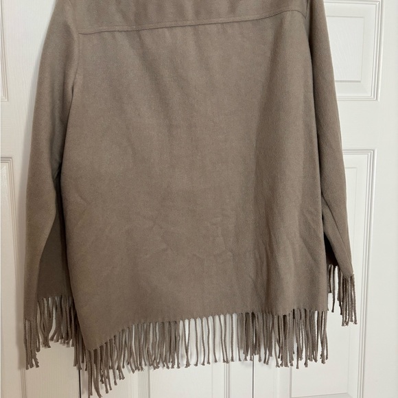 Taupe Fringe Button-Up Shacket - Picture 4 of 7